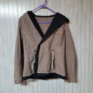 Ethereal by Anthropologie Womens Brown and Black Hooded Jacket Size S